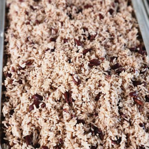 A full pan of rice and peas